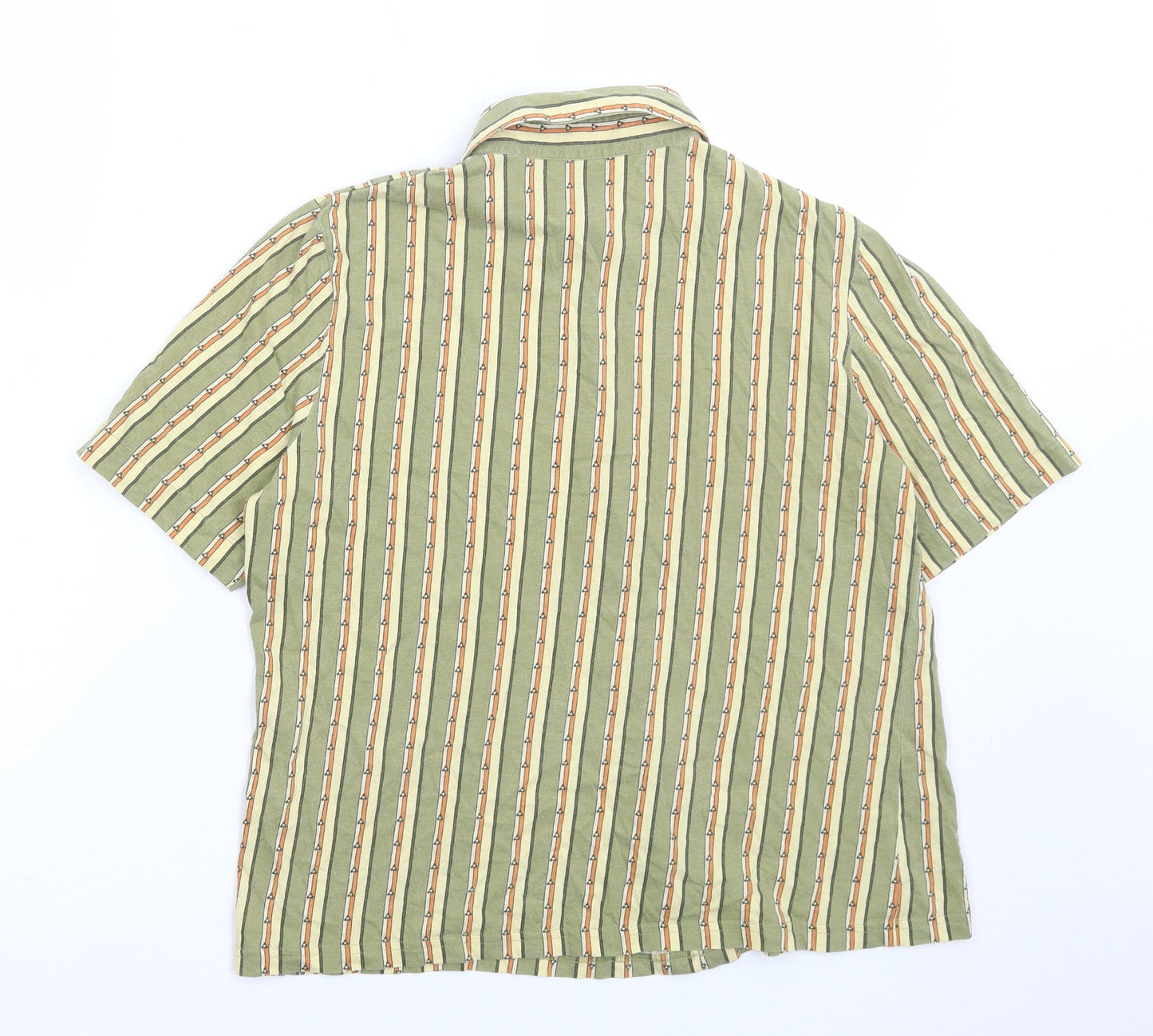 Essentials Mens Multicoloured Striped Polyester Button-Up Size S Collared Button