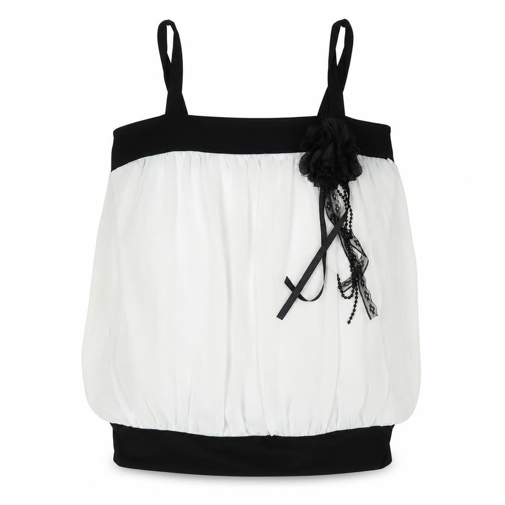 Quiz Womens White Polyester Basic Tank Size 14 Square Neck - Flower Detail