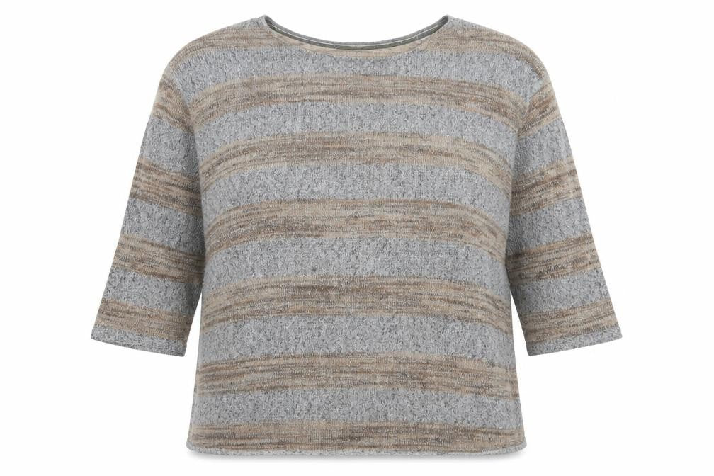 F&F Womens Grey Round Neck Striped Polyester Pullover Jumper Size 16