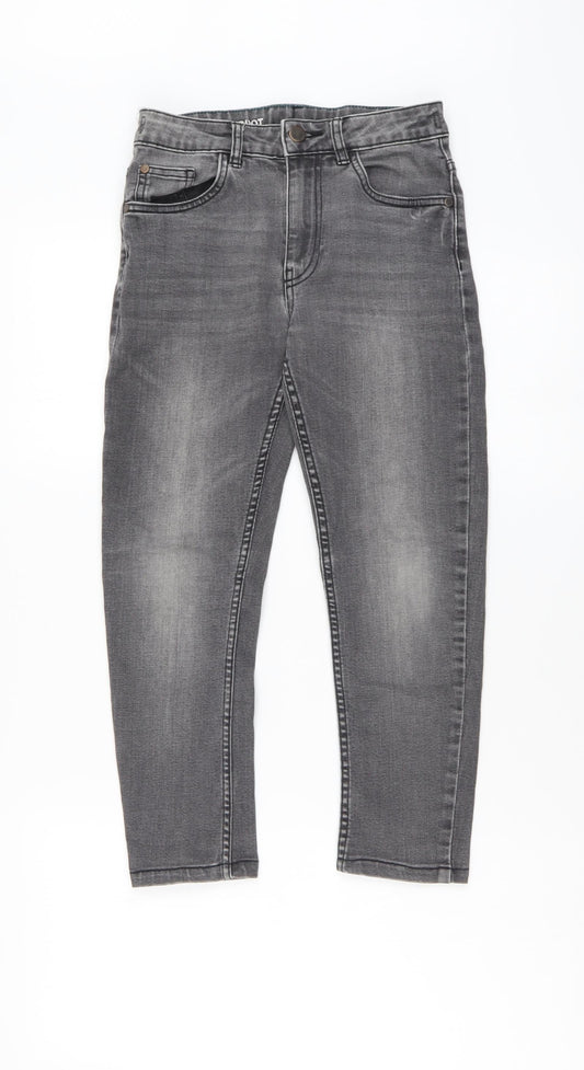 NEXT Boys Grey Cotton Skinny Jeans Size 9 Months Regular Button