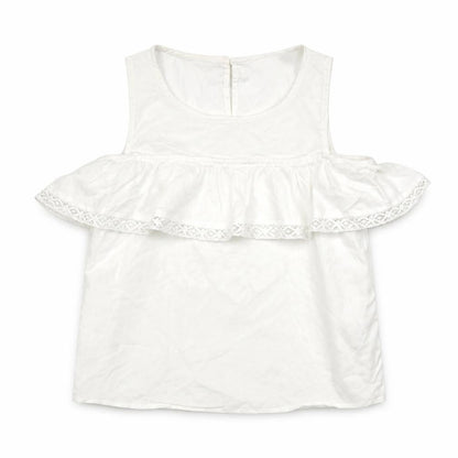 H&M Girls White Viscose Basic Tank Size 9-10 Years Round Neck Button