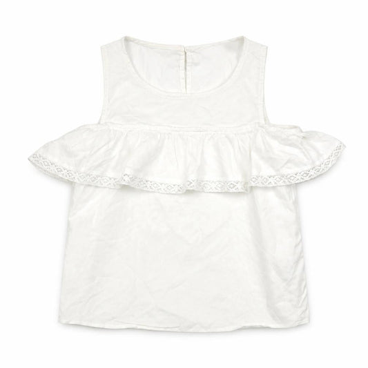 H&M Girls White Viscose Basic Tank Size 9-10 Years Round Neck Button