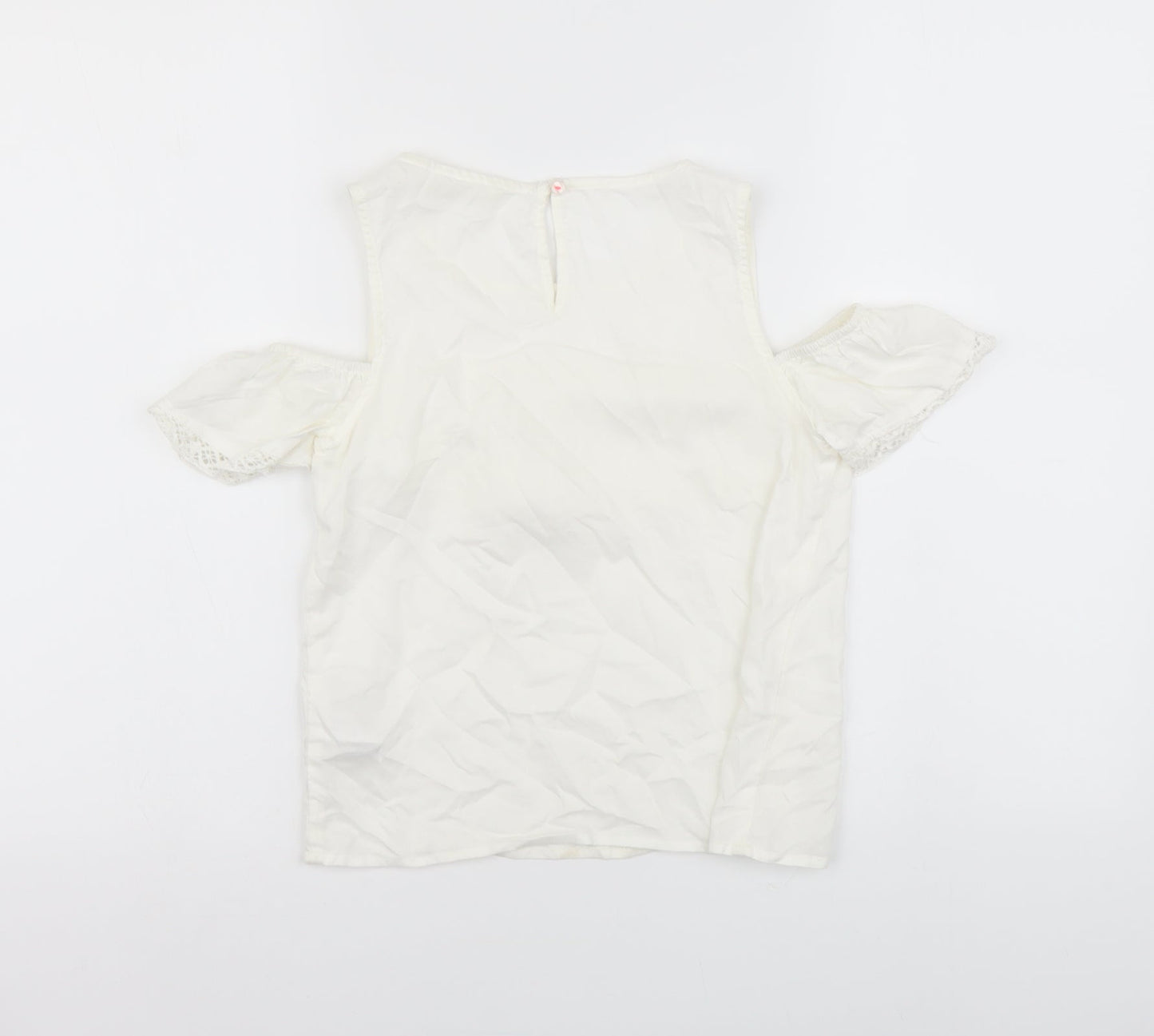 H&M Girls White Viscose Basic Tank Size 9-10 Years Round Neck Button