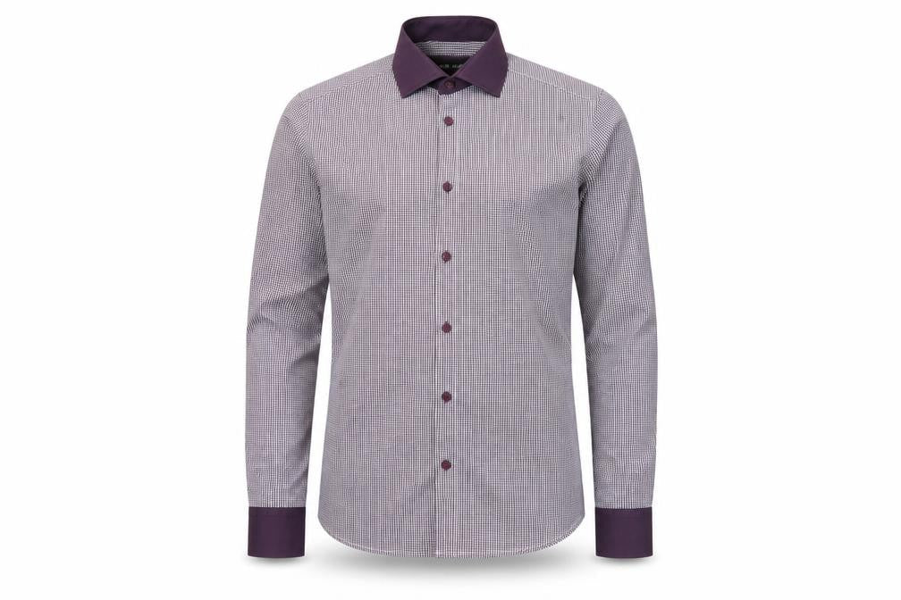 River Island Mens Purple Check Cotton Button-Up Size S Collared Button