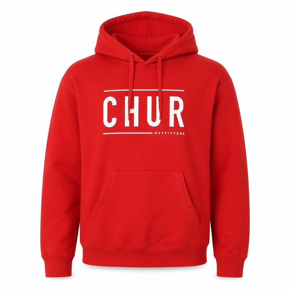 Chur Outfitters Mens Red Polyester Pullover Hoodie Size S