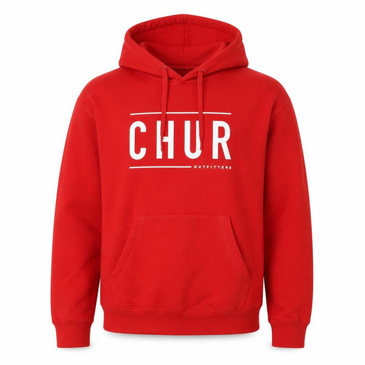 Chur Outfitters Mens Red Polyester Pullover Hoodie Size S