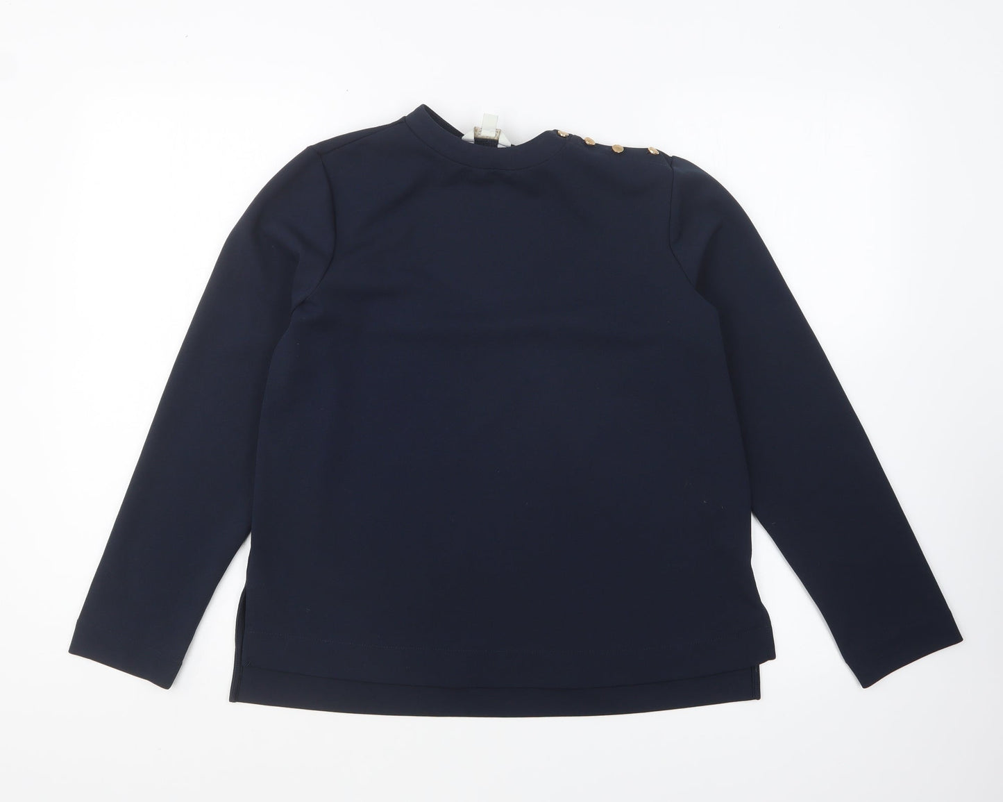 Monsoon Womens Blue Polyester Basic Blouse Size S Round Neck