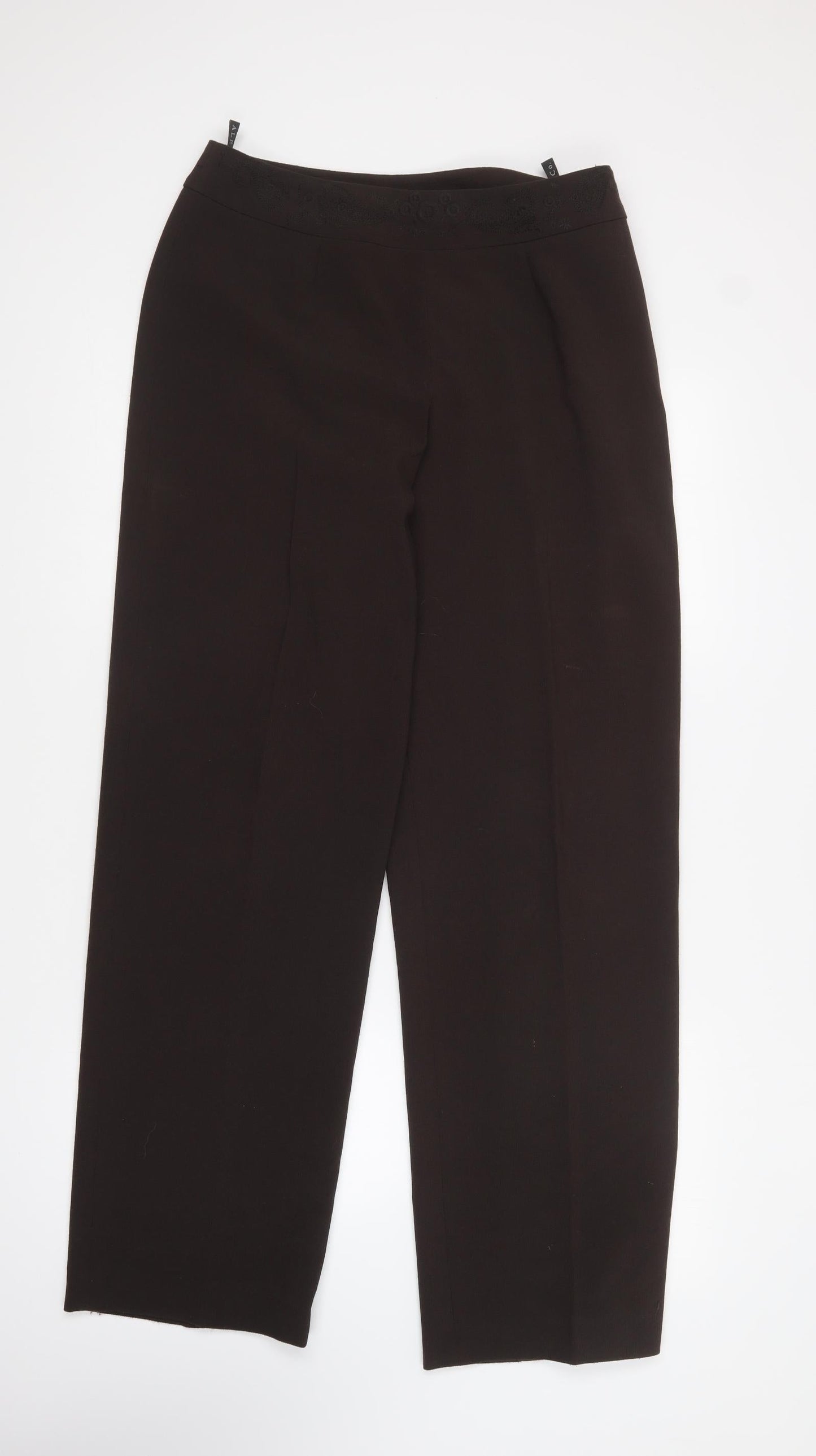 Alex & Co Womens Brown Polyester Trousers Size 12 L29 in Regular Zip