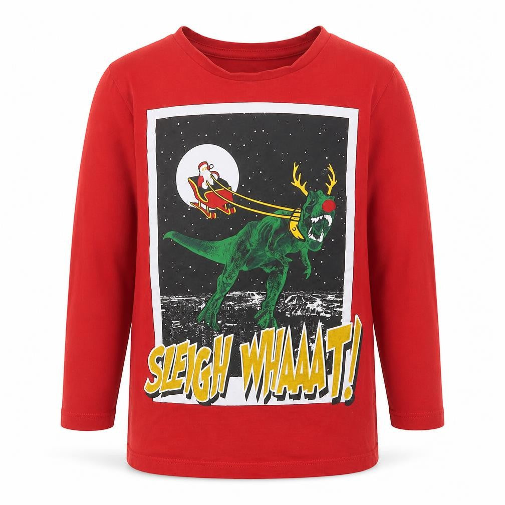 Dunnes Stores Boys Red Cotton Basic Casual Size 4 Years Crew Neck Pullover - Christmas