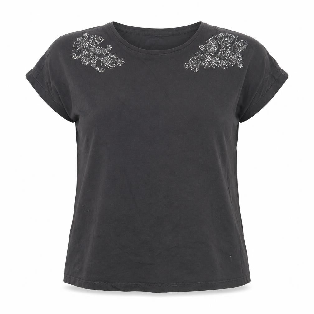 RESERVED Womens Grey Cotton Basic T-Shirt Size L Crew Neck