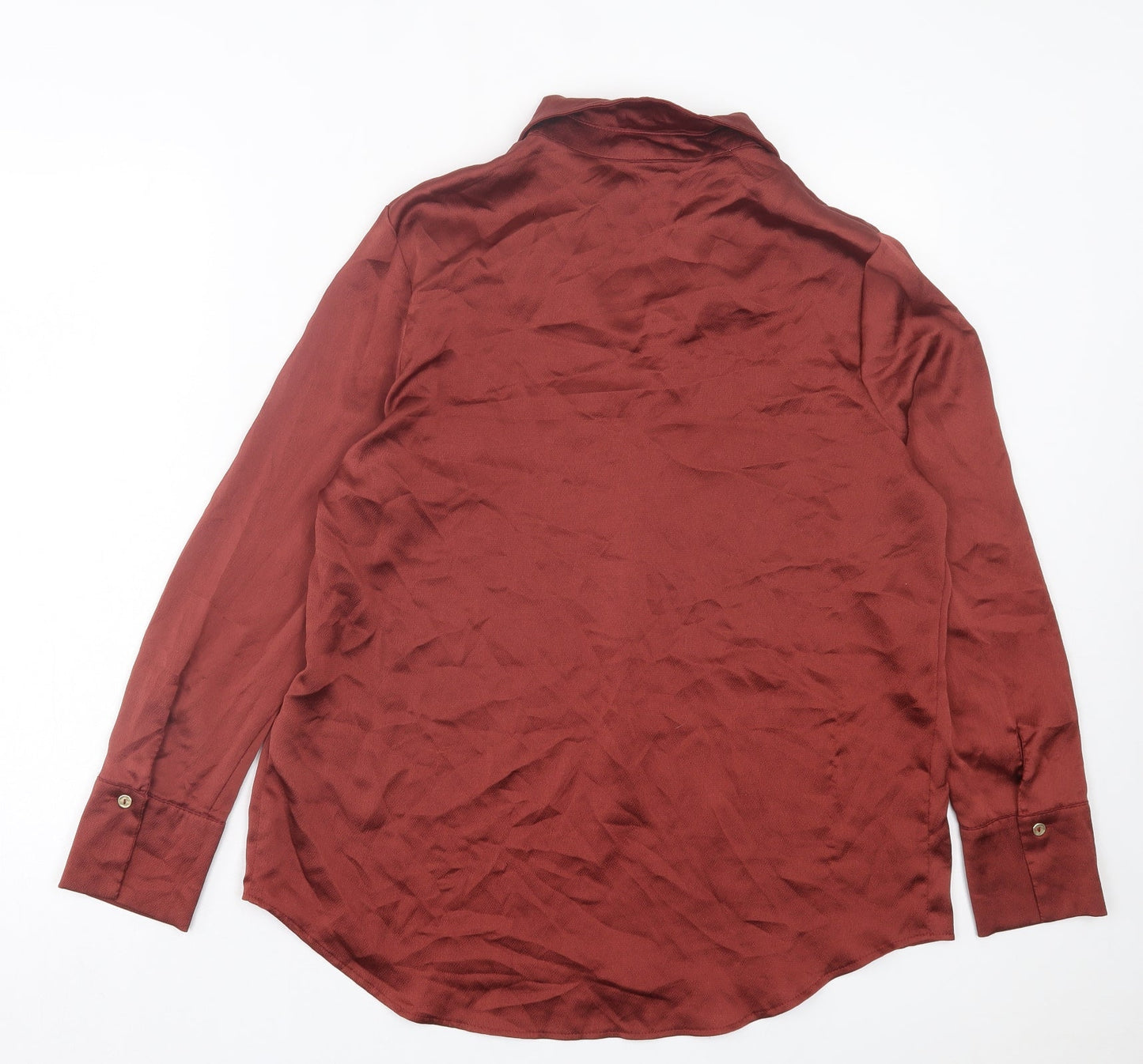 Peacocks Womens Red Polyester Basic Blouse Size 12 Collared