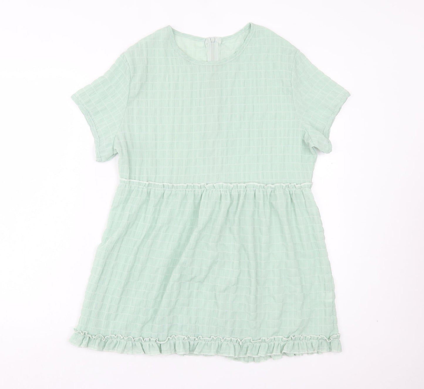 Preworn Womens Green Cotton Basic T-Shirt Size L Crew Neck
