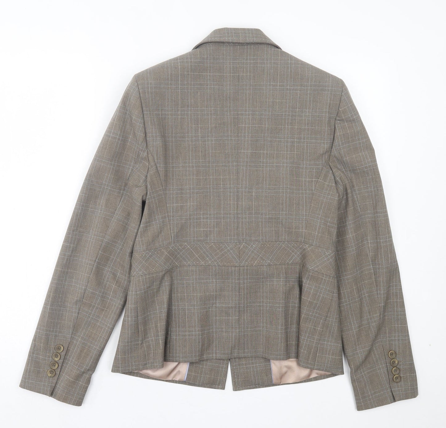 NEXT Womens Grey Plaid Jacket Blazer Size 12 Button