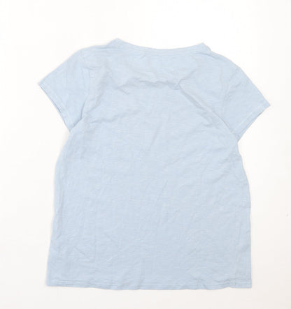 Next Girls Blue Cotton Basic T-Shirt Size 10 Years Crew Neck Pullover