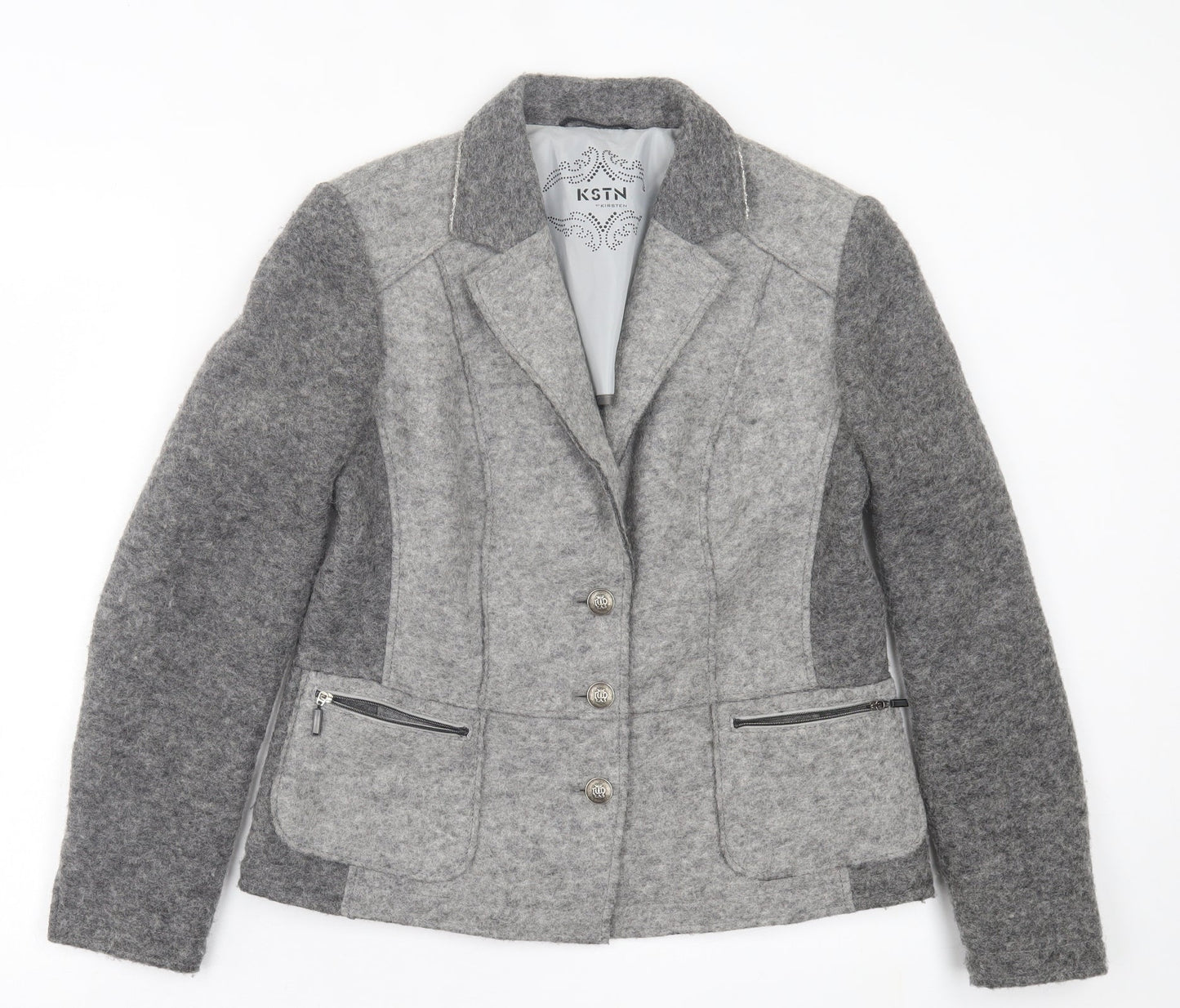 Kristen Womens Grey Jacket Size 14 Zip