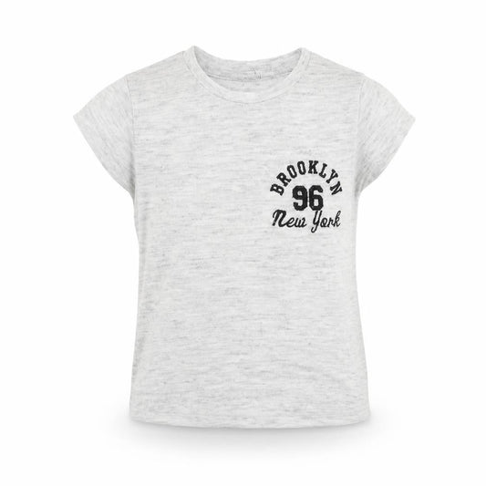 New Look Girls Grey Viscose Basic T-Shirt Size 10-11 Years Round Neck Pullover - Brooklyn New York