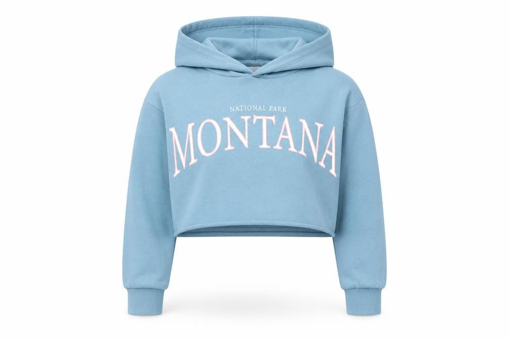 Matalan Girls Blue Cotton Pullover Hoodie Size 10 Years Pullover - Montana National Park