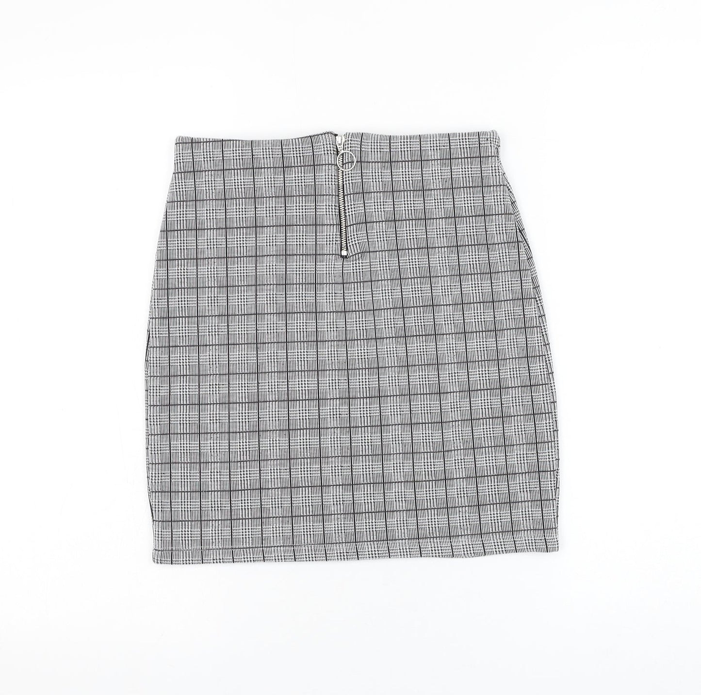 New Look Girls Grey Check Polyester Straight & Pencil Skirt Size 12-13 Years Regular Zip