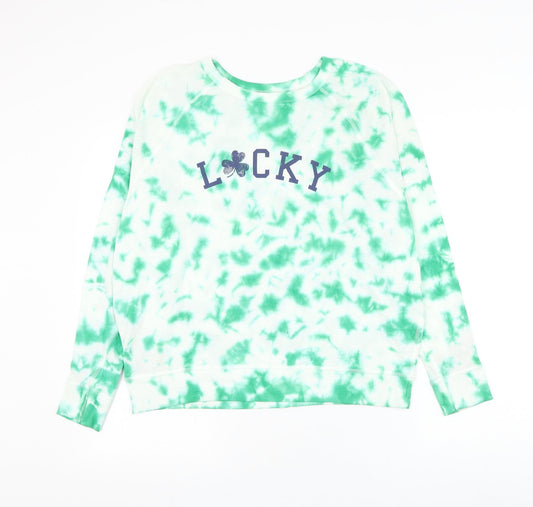 Grayson Threads Womens White Geometric Cotton Pullover Sweatshirt Size S Pullover - Lucky