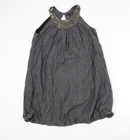 Next Womens Grey Cotton Shift Size 12 Round Neck Pullover