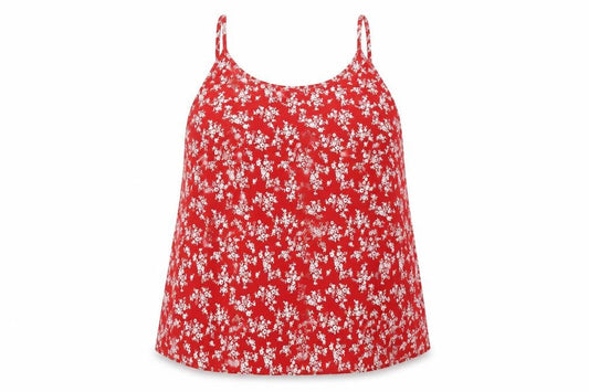 Emery Rose Womens Red Floral Polyester Camisole Tank Size 2XL V-Neck