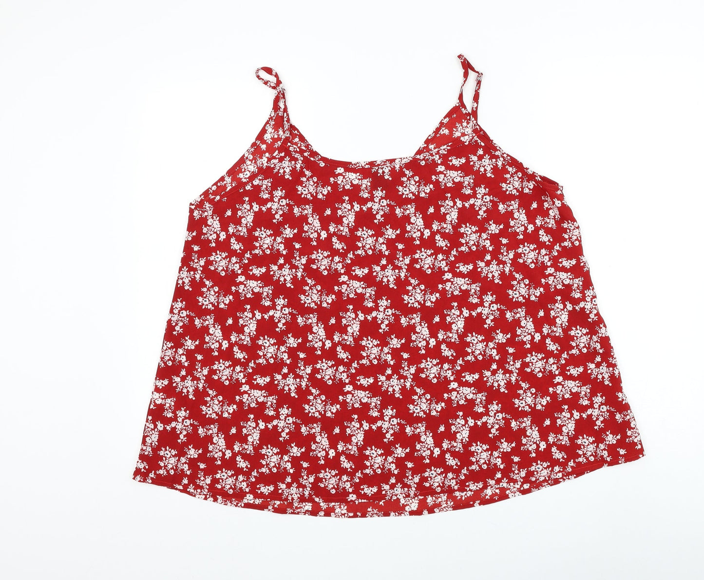 Emery Rose Womens Red Floral Polyester Camisole Tank Size 2XL V-Neck