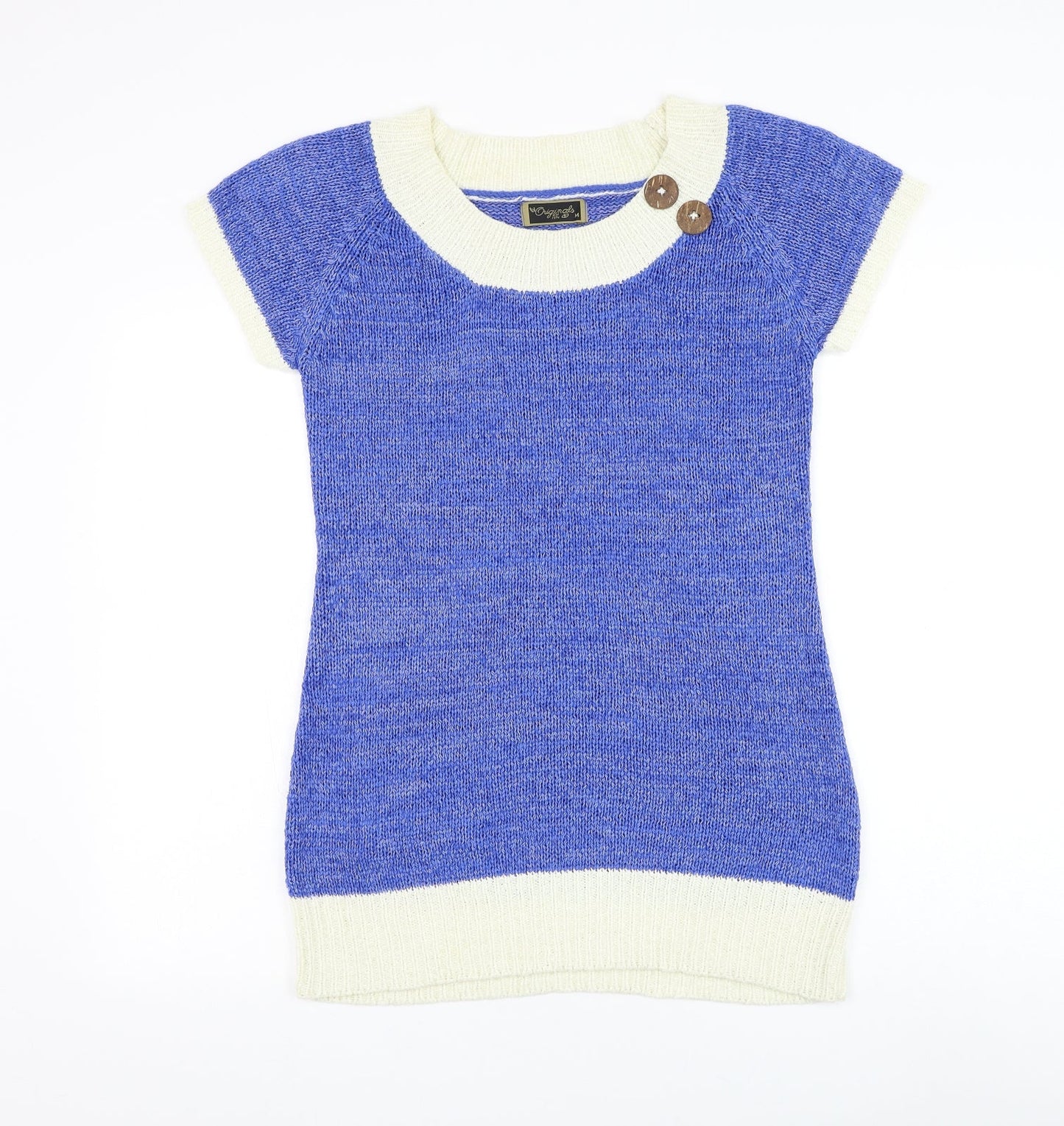 Originals Womens Blue Scoop Neck Acrylic Pullover Jumper Size M