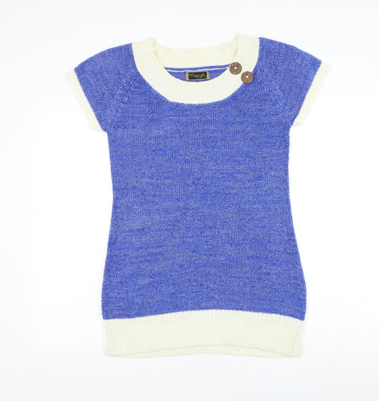Originals Womens Blue Scoop Neck Acrylic Pullover Jumper Size M