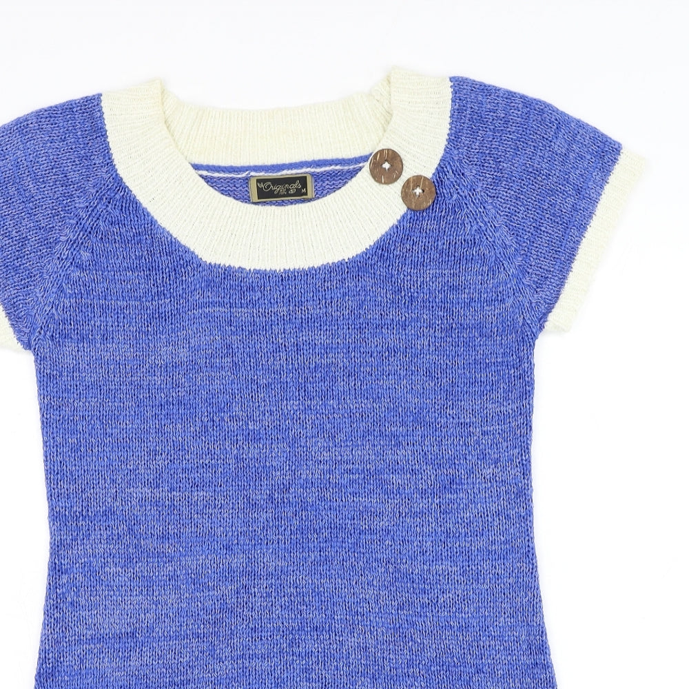 Originals Womens Blue Scoop Neck Acrylic Pullover Jumper Size M