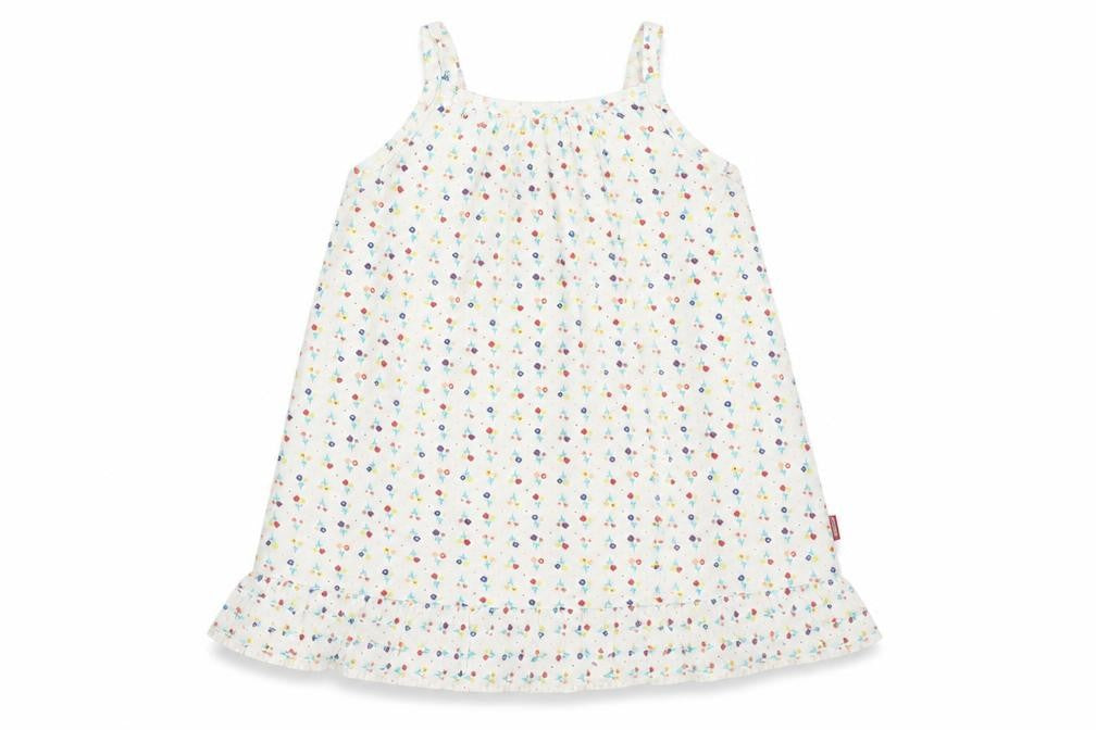 name it Girls White Floral Cotton A-Line Size 12-18 Months Round Neck Zip - Flowers