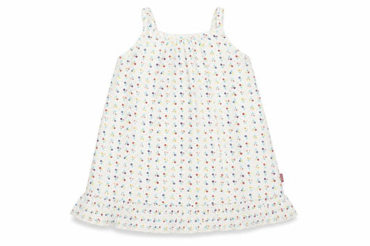NAME IT Girls White Floral Cotton A-Line Size 12-18 Months Round Neck Zip - Flowers