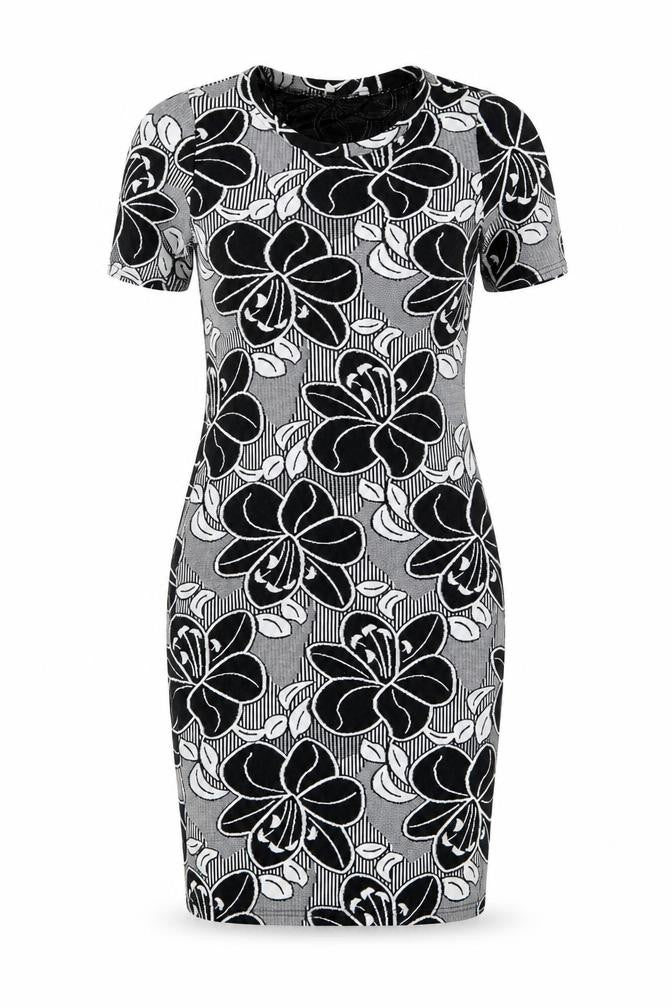 Peacocks Womens Black Floral Polyester A-Line Size 8 Round Neck - Flowers