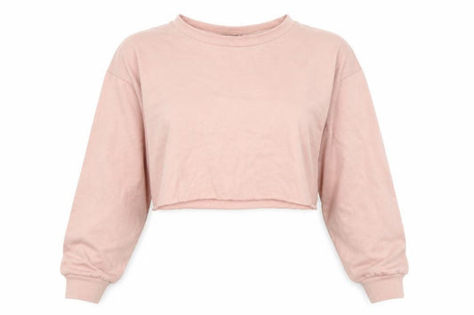 PRETTYLITTLETHING Womens Pink Cotton Pullover Sweatshirt Size 6 - Cropped