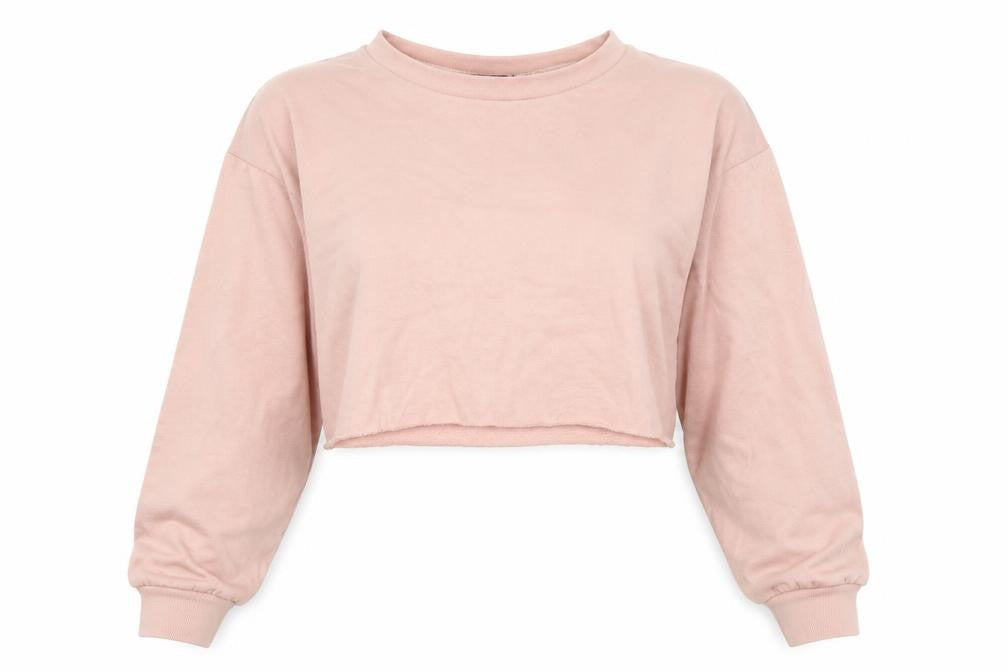 PRETTYLITTLETHING Womens Pink Cotton Pullover Sweatshirt Size 6 - Cropped