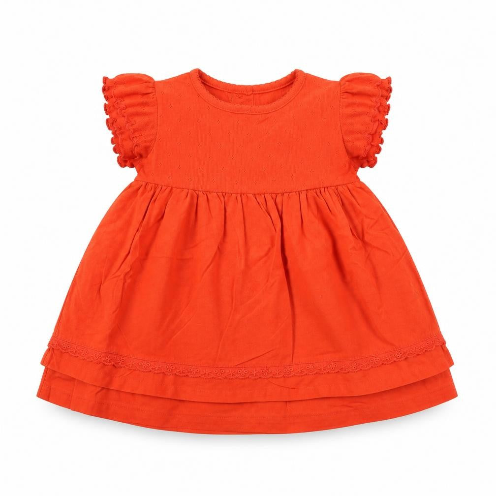 NEXT Girls Red Cotton A-Line Size 3-6 Months Round Neck Button