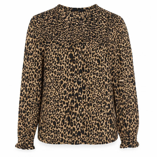 NEXT Womens Multicoloured Animal Print Viscose Basic T-Shirt Size 6 Round Neck - Leopard Print