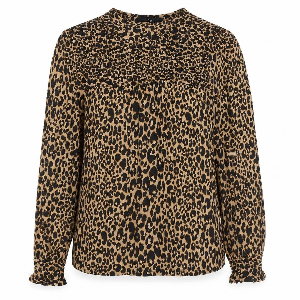 NEXT Womens Multicoloured Animal Print Viscose Basic T-Shirt Size 6 Round Neck - Leopard Print