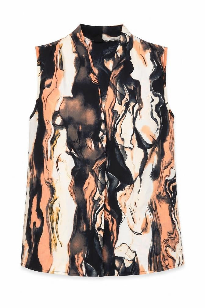 SheIn Womens Multicoloured Geometric Polyester Basic Blouse Size M V-Neck