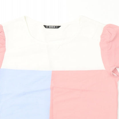 SHEIN Womens Multicoloured Viscose Basic T-Shirt Size S Round Neck