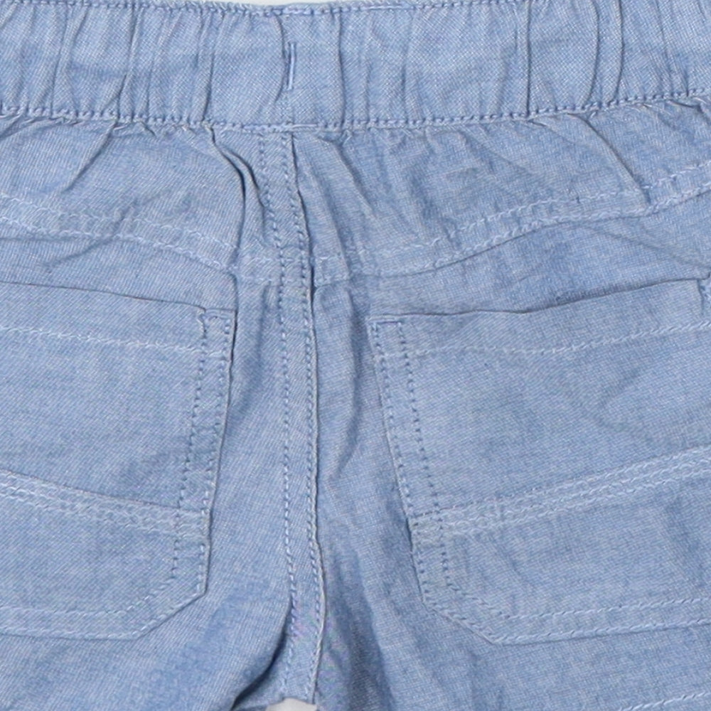 F&F Boys Blue Cotton Cropped Trousers Size 12-18 Months Drawstring - Shorts