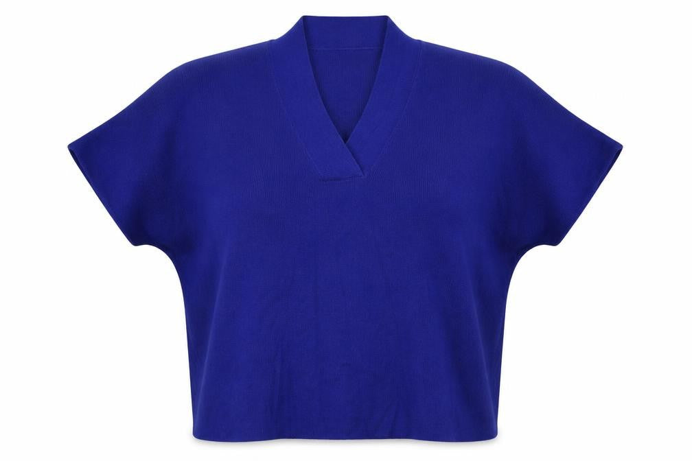 Mango Womens Blue V-Neck Acrylic Pullover Jumper Size M