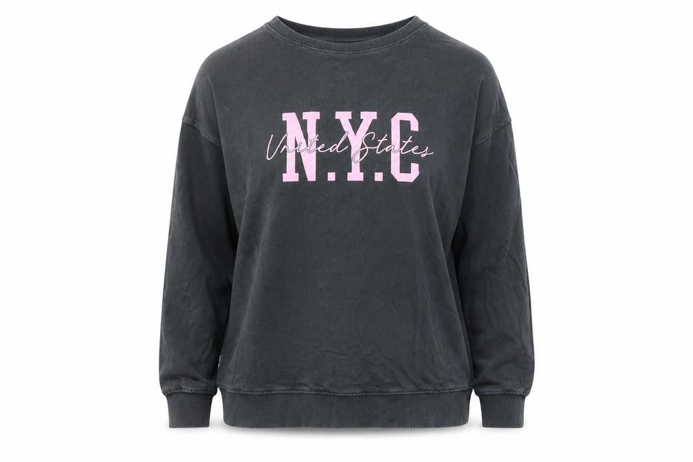New Look Womens Grey Cotton Pullover Sweatshirt Size S - N.Y.C