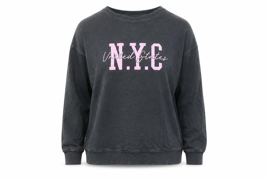 New Look Womens Grey Cotton Pullover Sweatshirt Size S - N.Y.C