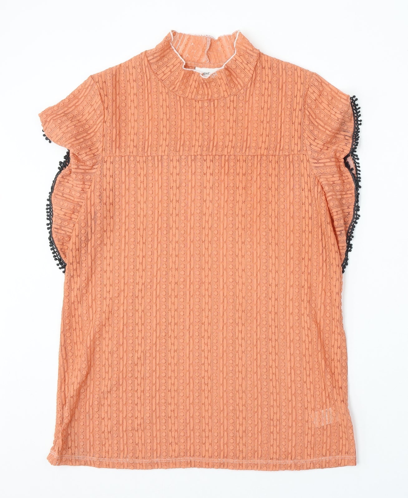 NEXT Womens Orange Nylon Basic Blouse Size 12 Mock Neck