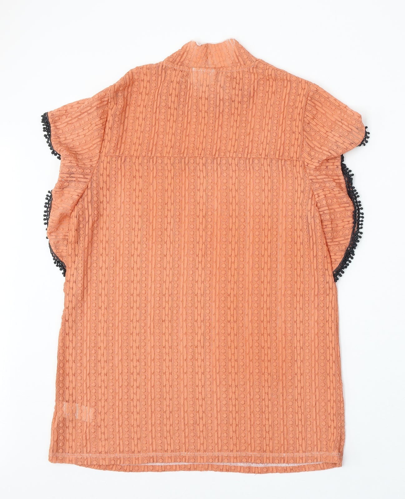 NEXT Womens Orange Nylon Basic Blouse Size 12 Mock Neck