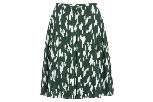 ASOS Womens Green Geometric Viscose Skater Skirt Size 6