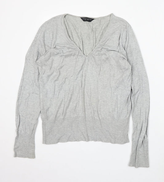 Dorothy Perkins Womens Grey V-Neck Acrylic Pullover Jumper Size 16