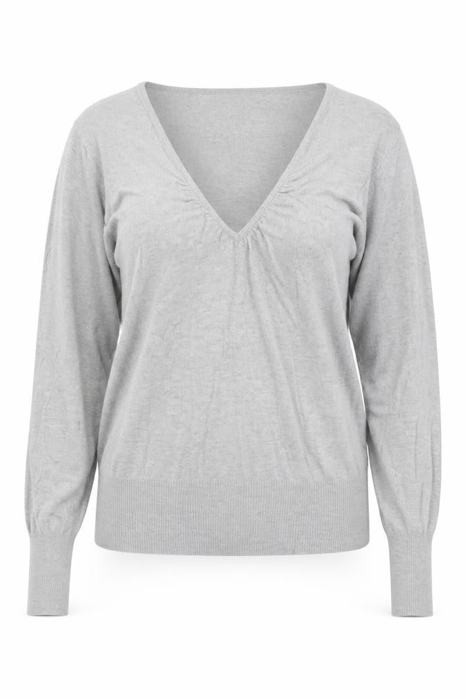 Dorothy Perkins Womens Grey V-Neck Acrylic Pullover Jumper Size 16