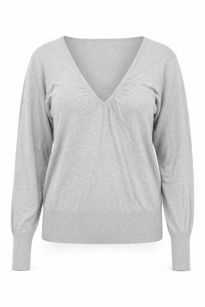 Dorothy Perkins Womens Grey V-Neck Acrylic Pullover Jumper Size 16