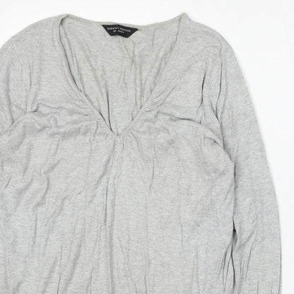 Dorothy Perkins Womens Grey V-Neck Acrylic Pullover Jumper Size 16